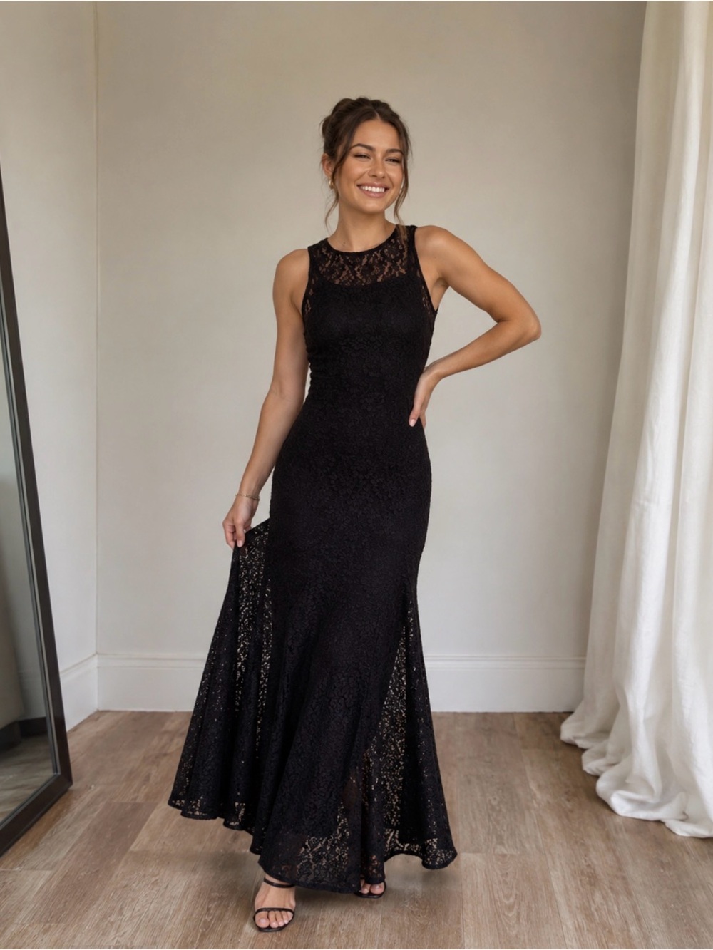 Petal & Pup Keani Laci Maxi Dress Black Size Small